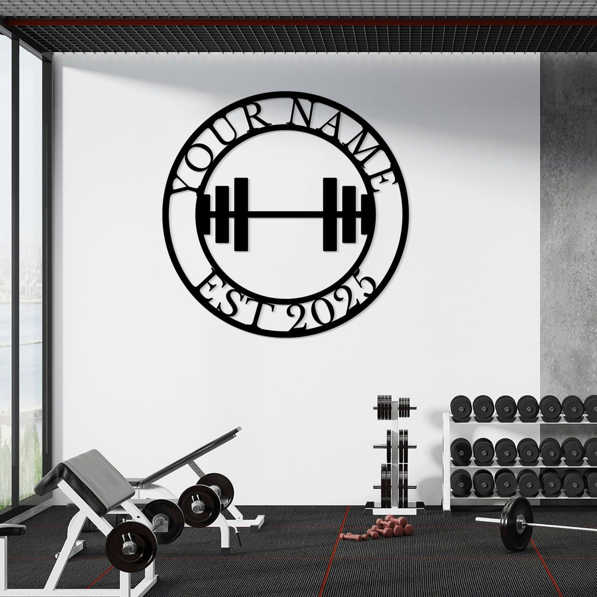 Personalized Metal Gym Sign, Custom Fitness Metal Wall Decor, Yoga Room Sign, fitness room decor, home gym decor, gifts for sports lovers, black metal