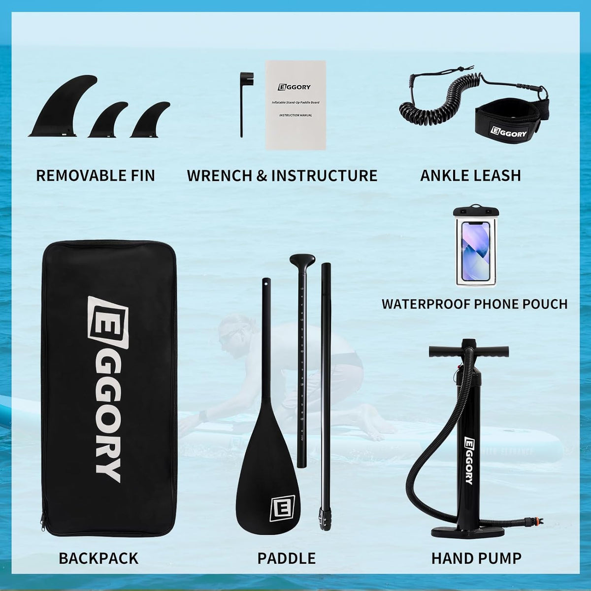 Inflatable Paddle Board,Stand Up Paddle Board Set, Extra Wide SUP Board with Removable Fin, Floating Paddle, Hand Pump, Waterproof Phone Pouch,Traveling Board