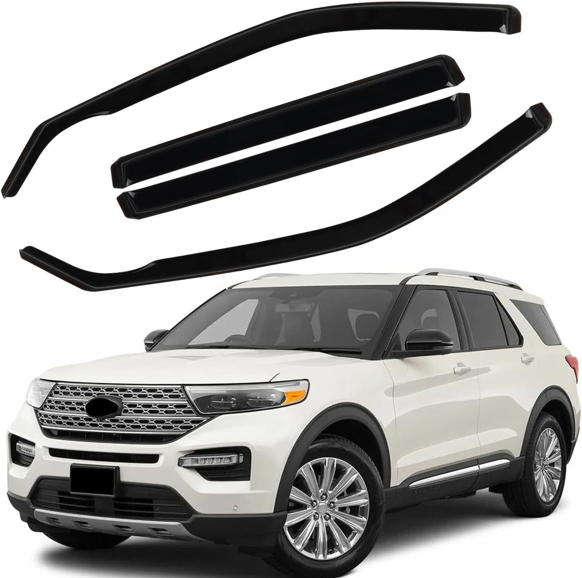 in Channel Window Visors for Ford Explorer 2020 2021 2022 2023 2024 2025, Durable Rain Guards, Vent Window Visors Shades, Wind Deflectors for 20-25 Explorer, 4PCS