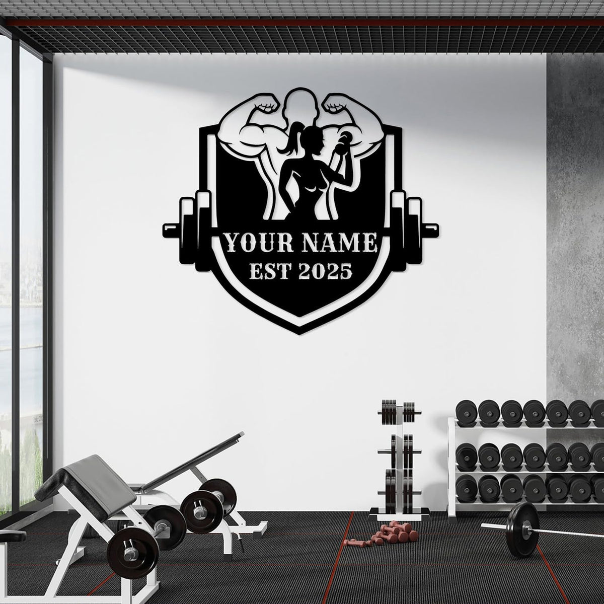 Customized Metal Gym Name Sign, Personalized Sports Room Wall Art,Metal Gym Sign,Unique Fitness Wall Sign, Gym Lovers Unique Gift, Gym Wall Art,Training Center Sign (Style-9)