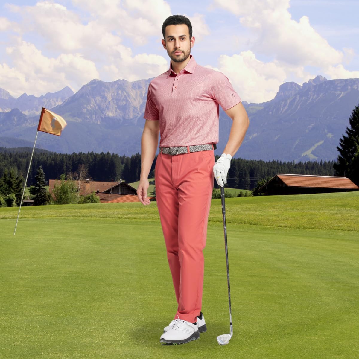M MAELREG Golf Shirts for Men Dry fit Sports Jacquard Lightweight Performance Texture Short Sleeve Collared Polo Shirts