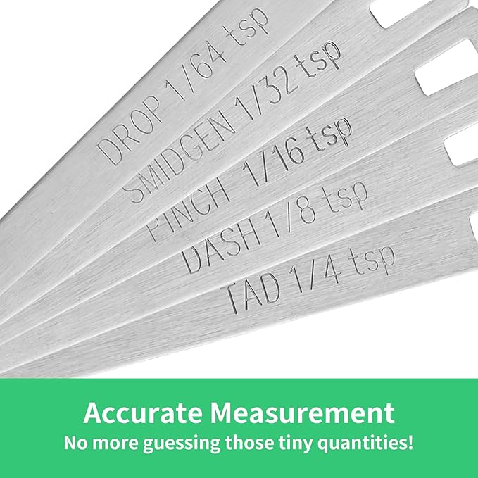 5PCS Small Measuring Spoons Set - Cuttte Stainless Steel Tiny Measuring Spoons for Cooking Baking, 1/4 1/8 1/16 1/32 1/64 tsp, Teaspoon Minispoon for Powders, Spices