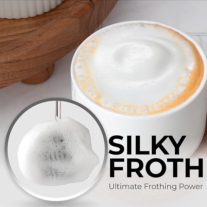 Zulay Kitchen Patented Tornado Triple Whisk Milk Frother with 4 Duracell Batteries – Handheld Foam Maker for Coffee, Lattes, Matcha & Hot Chocolate – Rich, Creamy Froth in Seconds - Navy Blue & Gold