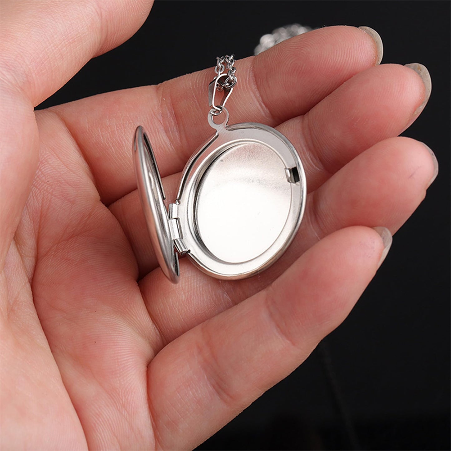 PHOCKSIN Forever In My Heart Locket Necklace for Girlfriend Silver Lockets that Holds 2 Pictures Women's Locket for Birthday Gifts