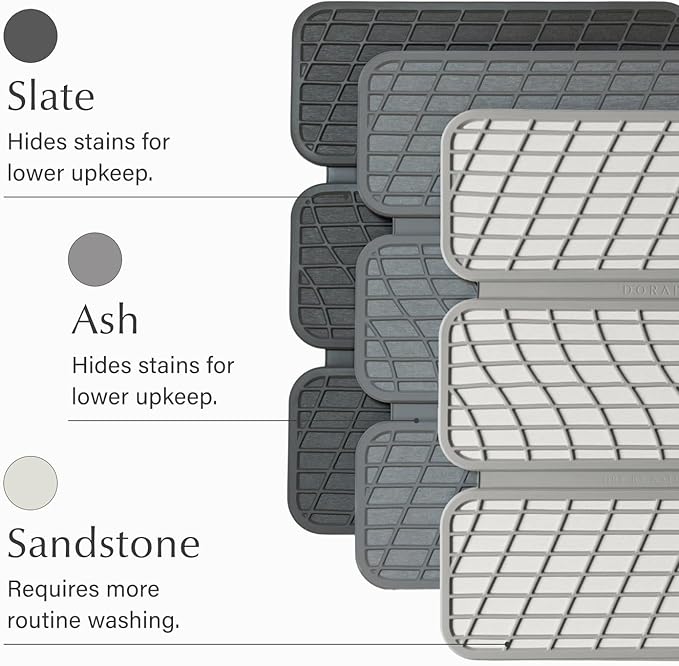 Dorai Home Dish Pad - Collapsable Stone Dish Drying Mat with Diatomaceous Earth for Quick Drying - Ultra Absorbent - Encased in Woven Silicone - Eco-Friendly, Foldable - Large 24.6" x 16.5", Sandstone