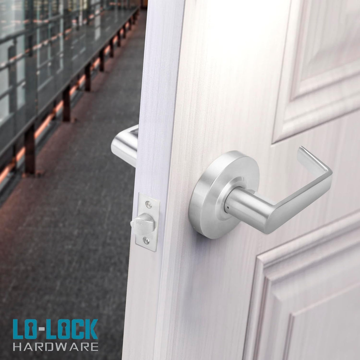 Commercial Lever Door Lock - Heavy-Duty Locking Door Handle, ADA Door Handles, Cylindrical Lever Lock, Non-Handed Grade 2 Industrial Door Handle, 26D Satin Chrome, Privacy/Bathroom