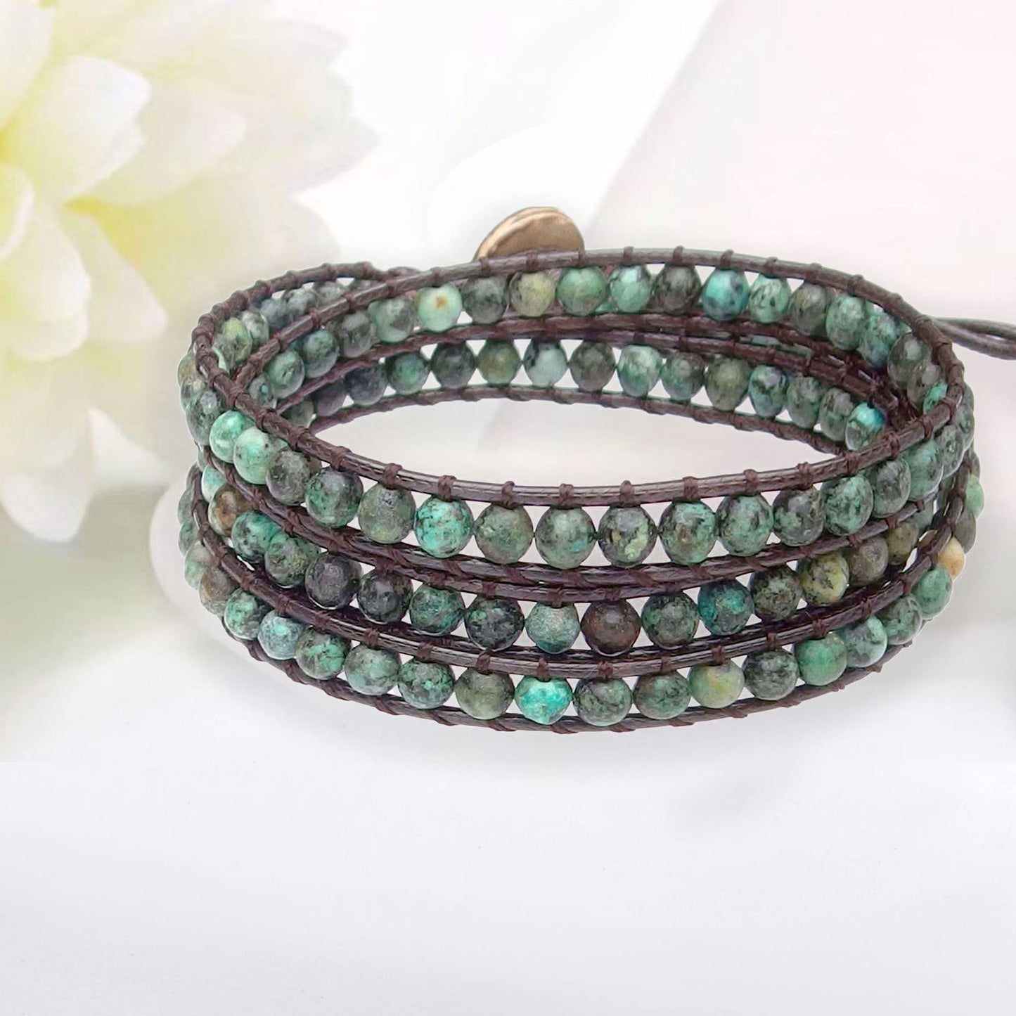 Ayriwoyi Africa Turquoise Bracelet Beaded Wrap Bracelet For Women Boho Leather Bracelet Adjustable Bohemian Wrap Bracelets