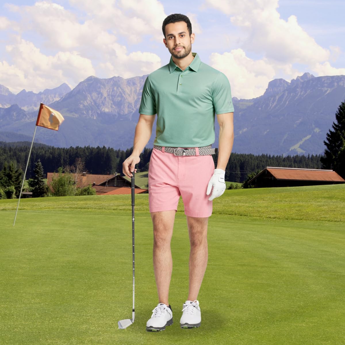 M MAELREG Golf Shirts for Men Dry fit Sports Jacquard Lightweight Performance Texture Short Sleeve Collared Polo Shirts