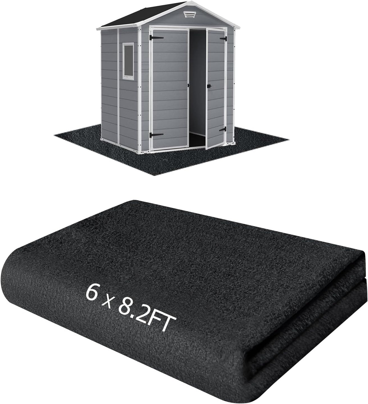 Outdoor Storage Shed Floor Mat, 6 * 8.2FT Waterproof Washable Garden Flooring Pad with Non Slip Backing, Soft Furniture Patio Covering Carport dust Oil Mat-Tool Shed, Storage Shed Not Included