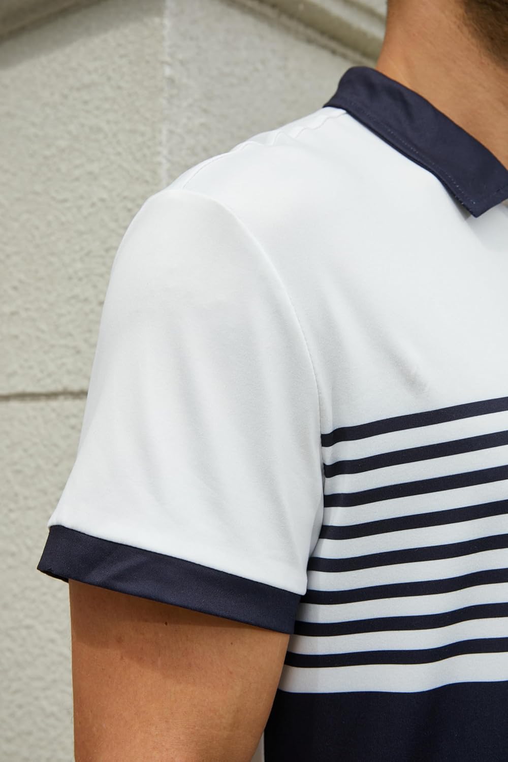 Men's Casual Polo Shirts Short Sleeve Fashion Golf Shirt Classic Striped Slim Fit T-Shirts