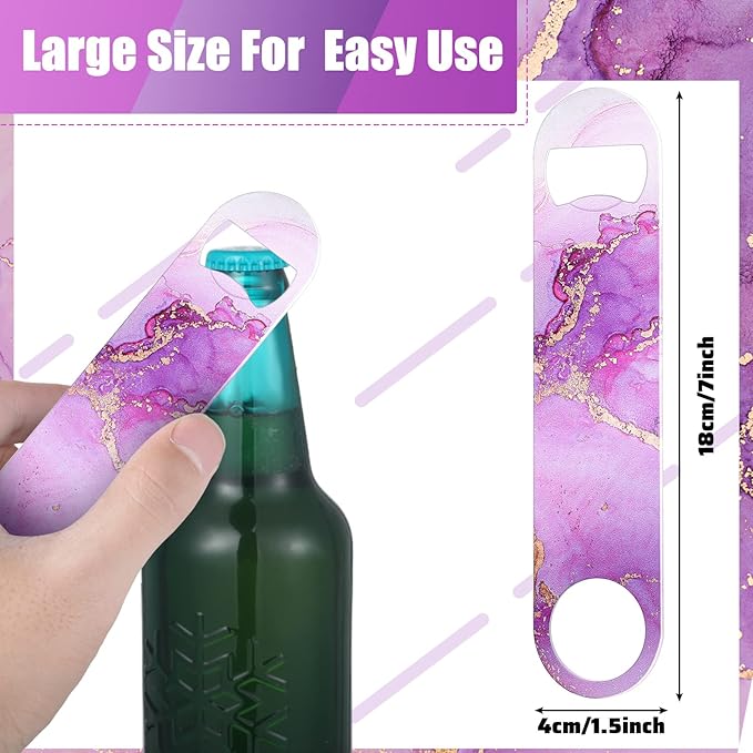 4 Pcs Flat Bottle Opener Heavy Duty Stainless Steel Bottle Opener Beer Flask Tools for Kitchen Bar Restaurant, 7 Inches(Marble Print)