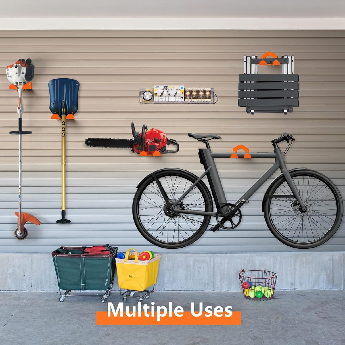 Weed Eater Hanger, Garage Organization Wall Hanger, Weed Eater Holder Heavy-Duty String Trimmer Rack for Hedge Trimmer, Garden Tools, Garage, 1 Pack