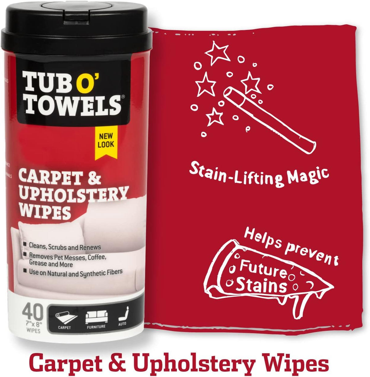 Tub O' Towels Household Cleaning Wipes Variety Pack, 7" x 8", 4-Pack