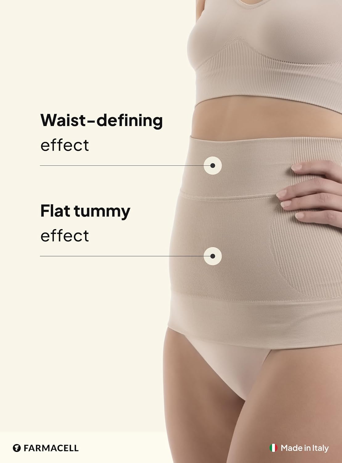Farmacell Waist Trainer for Women 605 Made in Italy - Seamless Shapewear Tummy Control - Slimming Corset Shapewear