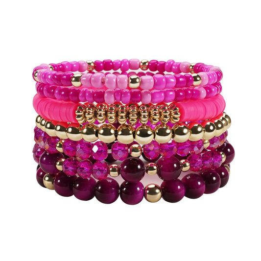 Briutn Stackable Beaded Bracelet for Women Stretch Boho Bracelet Summer Beach Jewelry