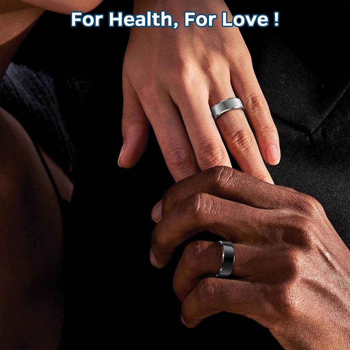 Smart Ring Health Tracker, Sleep Tracker Ring with Heart Rate, Waterproof Fitness Ring for Activity Monitoring/Steps/Distance/Calories, Air Gestures, Up to 7-Day Battery, for iOS Android (Black,#10)