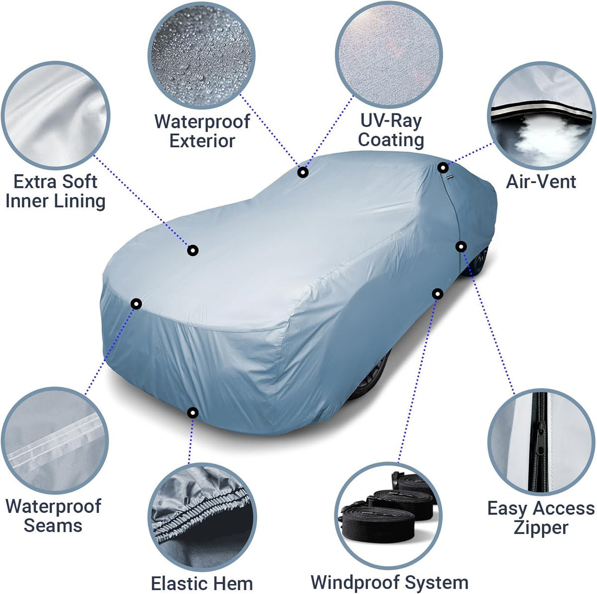 iCarCover Premium Car Cover for 1955-1958 Pontiac Chieftain Wagon Heavy Duty Waterproof All-Weather Automobiles Custom Fit Indoor Outdoor UV Snow Protection Covers with Straps and Bag