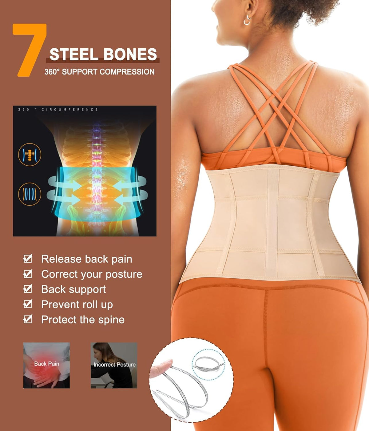 TrainingGirl Waist Trainer for Women Belly Working Out Trimmer Corset Sauna Sweat Belt Band Stomach Wrap Body Shaper Fajas