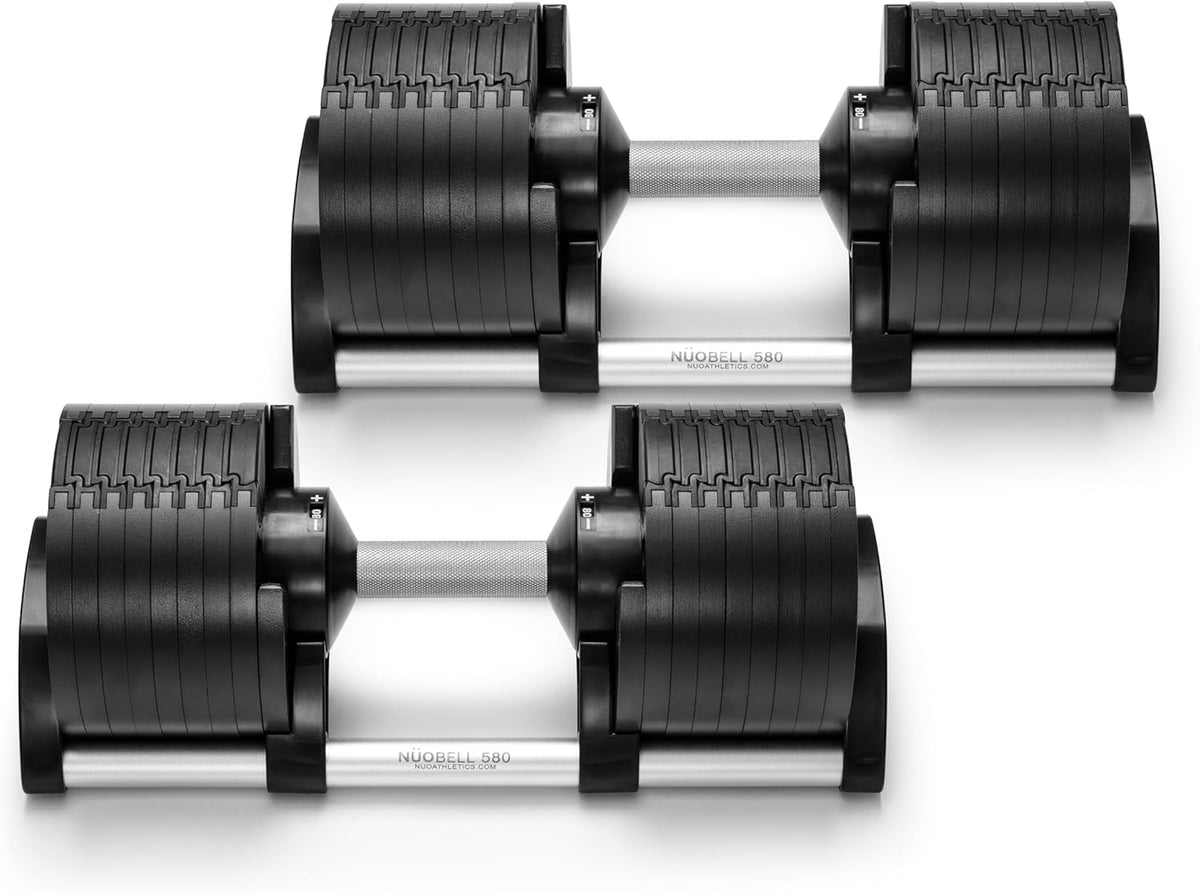 NÜOBELL® Adjustable Dumbbell Set, 5-50 LB or 5-80 LB, Easy Twist 2024-25 Model, All-In-One Weights Set (Pair) for Home, Original Manufacturer