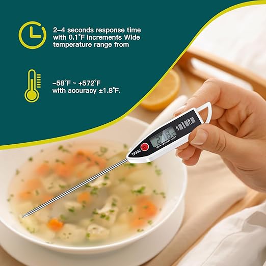 Copkim 3 Pcs Instant Read Meat Thermometer with Long Probe 9.65 Inch Kitchen Cooking Food Candy Waterproof Digital Thermometer for BBQ Water Milk Yogurt Liquid (Pointed,Black,White,Red)