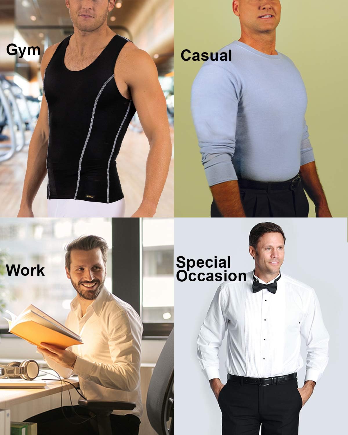 Insta Slim -Made in USA- Compression Tank-Top Shapewear for Men. Tummy Control Slimming Body-Shaper for Belly & Back Support