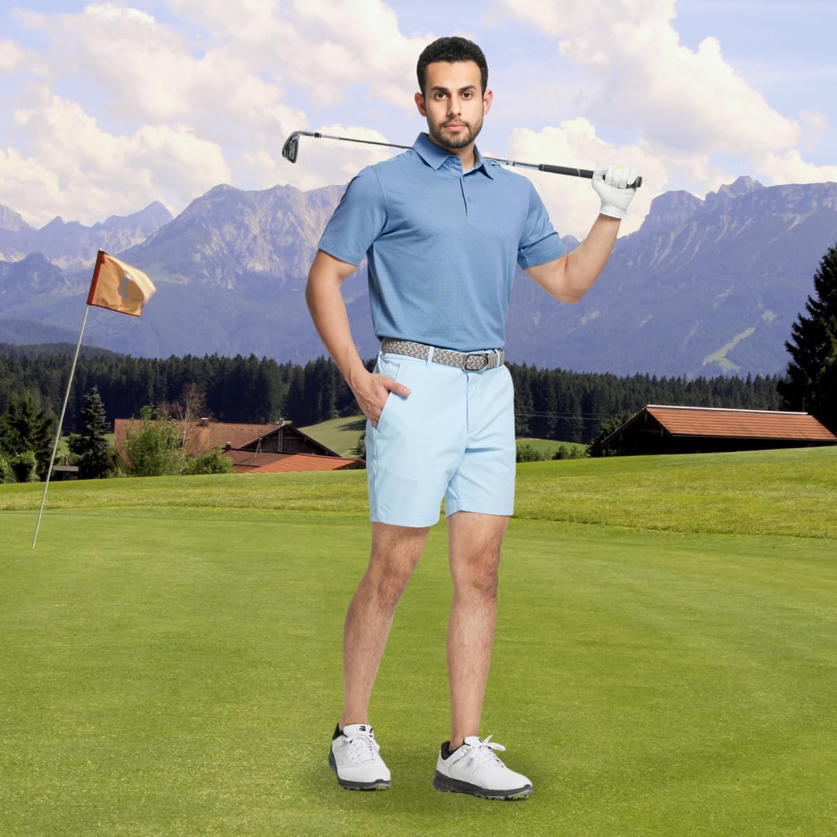 M MAELREG Golf Shirts for Men Dry fit Sports Jacquard Lightweight Performance Texture Short Sleeve Collared Polo Shirts