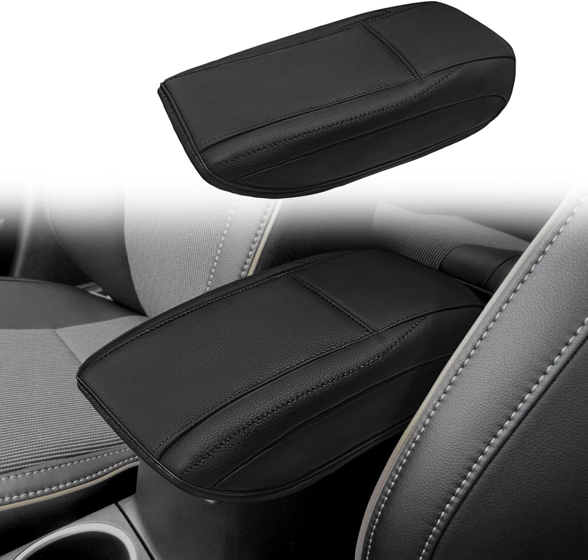 Muslogy Center Console Armrest Cover Compatible with Toyota Corolla 2014-2019 Comfort Armrest Pad Arm Rest Cushion Vegan Leather Protector Regular Thick