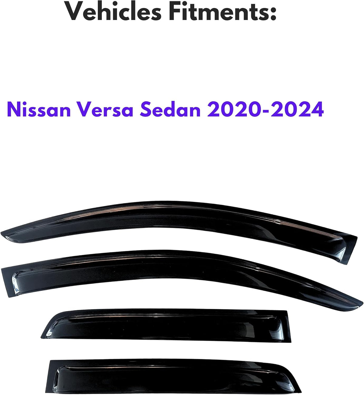 KPY Window Visor Compatible with Nissan Versa Sedan 2020-2024, 4PC Rain Guard Side Window Vent Deflectors Tape-On Style, 2020 2021 2022 2023 2024