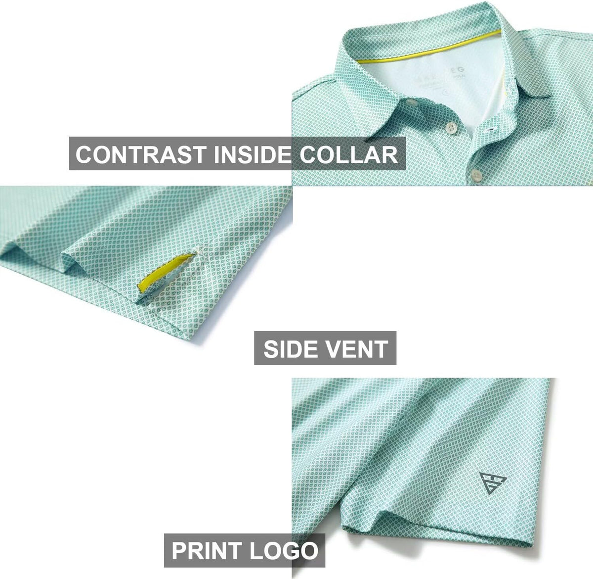 Men's Golf Polo Shirts Short Sleeve Striped Performance Moisture Wicking Dry Fit Golf Shirts for Men