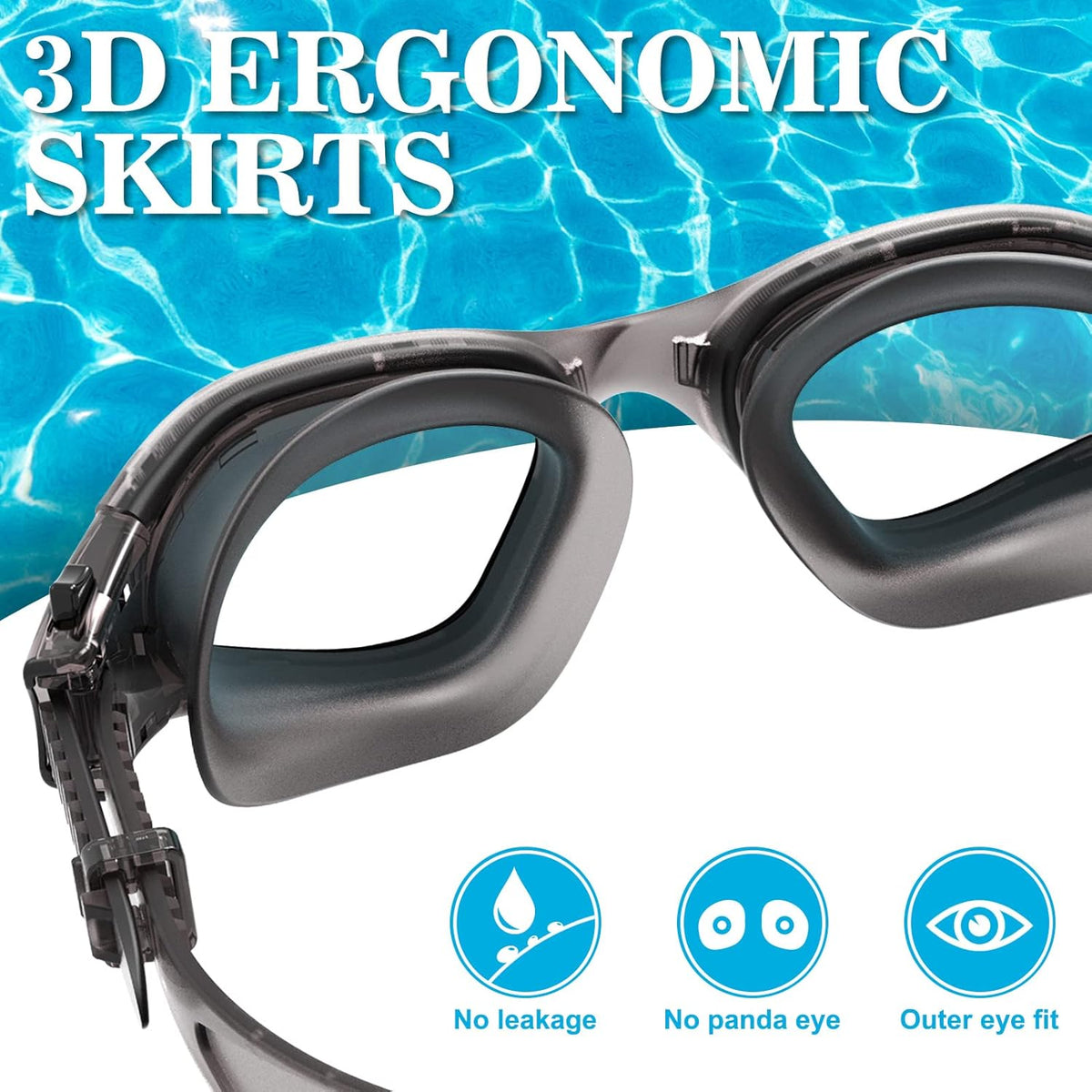 WIN.MAX Polarized Swimming Goggles Swim Pool Goggles Anti Fog Anti UV No Leakage Clear Vision for Men Women Adults Teenagers