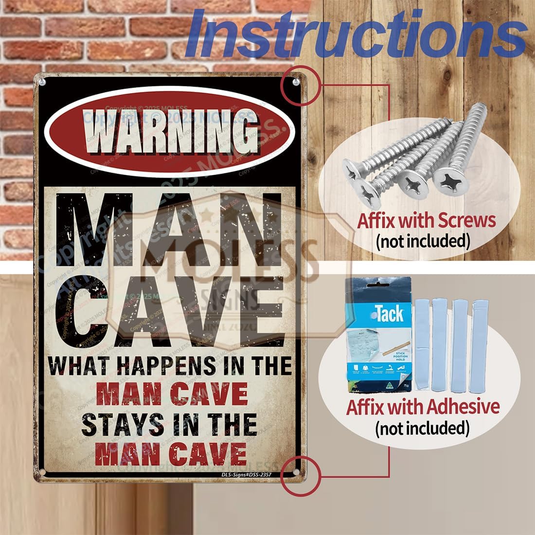 What Happens Here, Stays Here!' Funny Man Cave Decor for Men | 12x8″ Durable Vintage Metal Man Cave Signs Wall Decorations for Basement/Garage/Mancave, 2357
