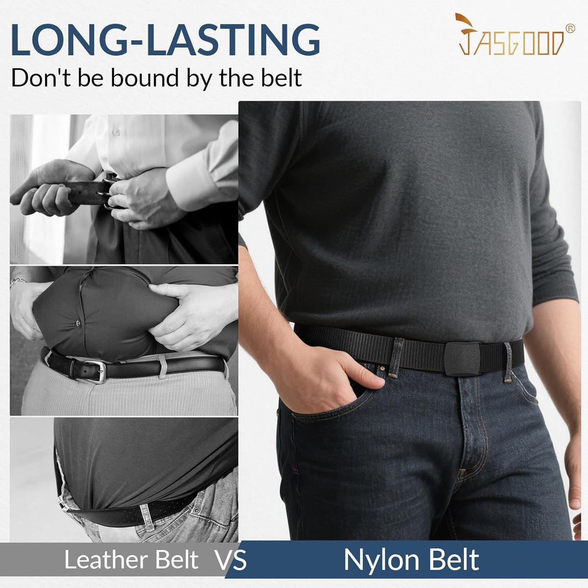 JASGOOD Nylon Canvas Breathable Military Tactical Men Waist Belt With Plastic Buckle