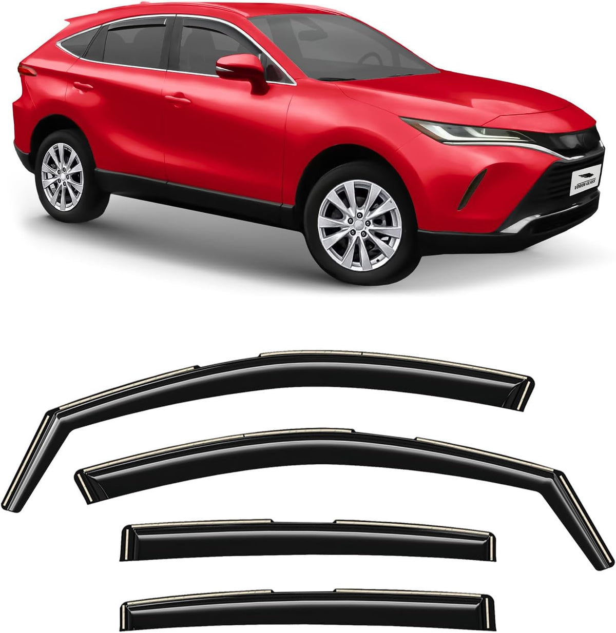 Voron Glass in-Channel Extra Durable Rain Guards for Toyota Venza 2021-2025, Window Deflectors, Vent Window Visors, 4 Pieces - 200683