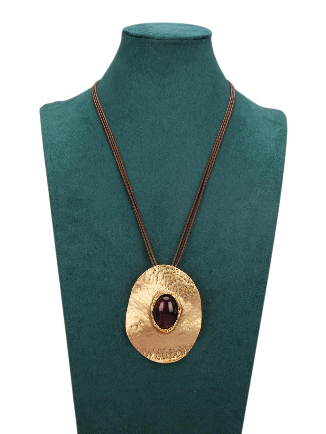 joymiao Chunky Statement Necklace for Women Vintage Bohemian Necklace with Large Gold Pendant Hippie Jewelry