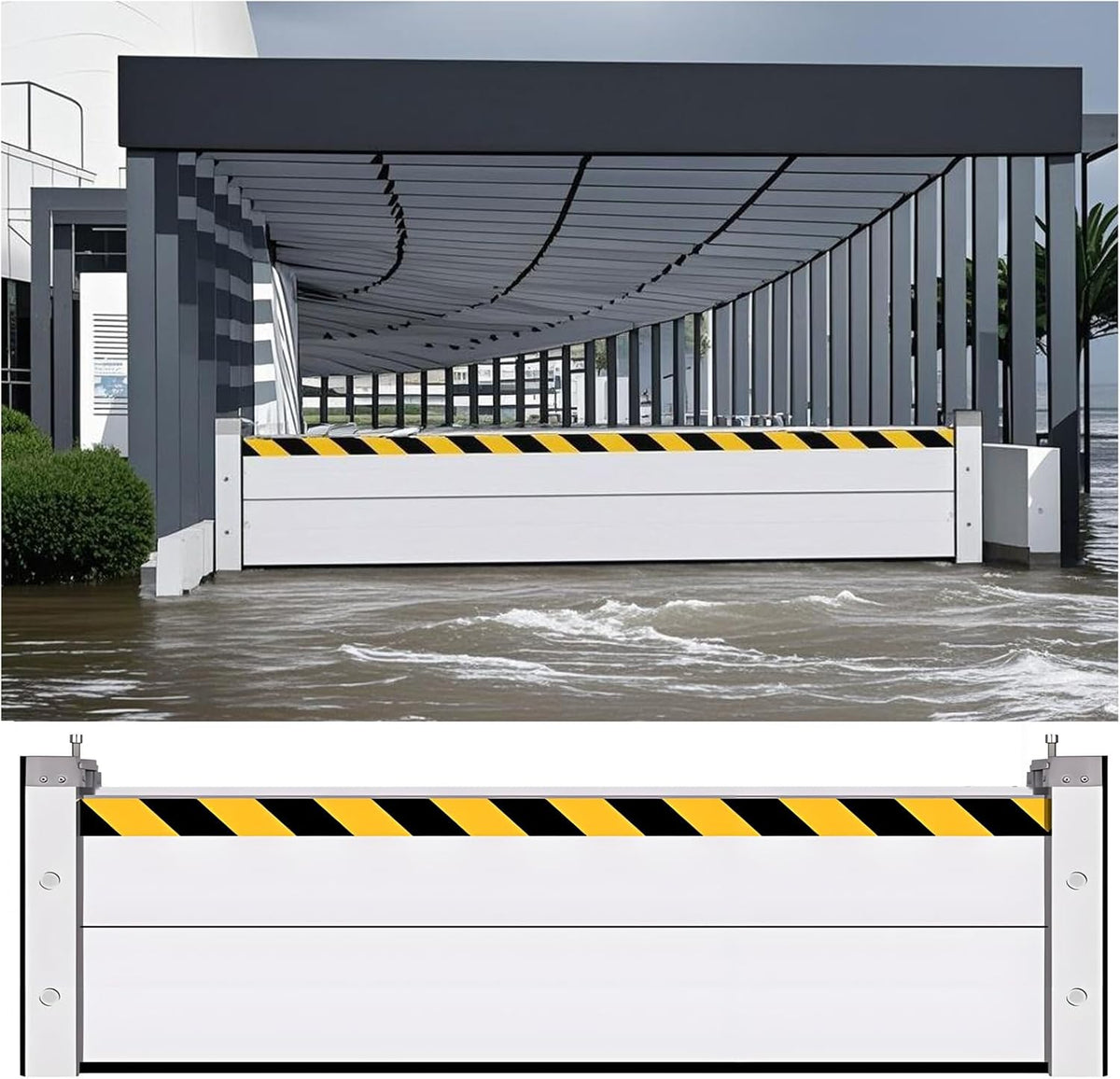 Flood Barriers for Home Exterior - Aluminum Alloy Outdoor Easy Flood Barrier Garage Doors Water Barriers for Flooding,H31.5 Inch/L8.5FT