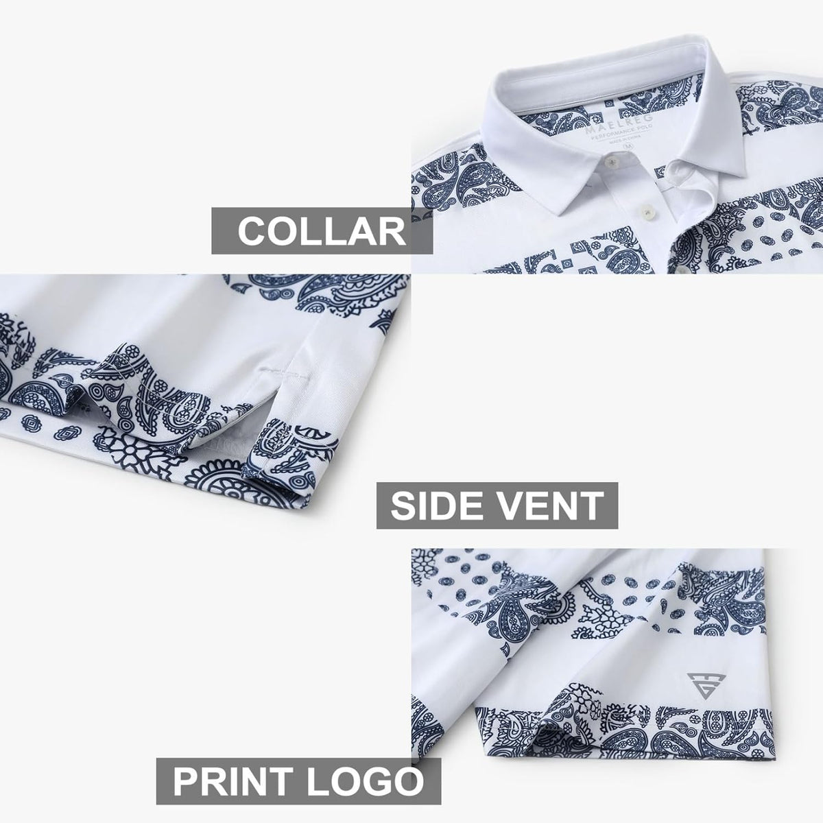 Men's Golf Polo Shirts Short Sleeve Striped Performance Moisture Wicking Dry Fit Golf Shirts for Men