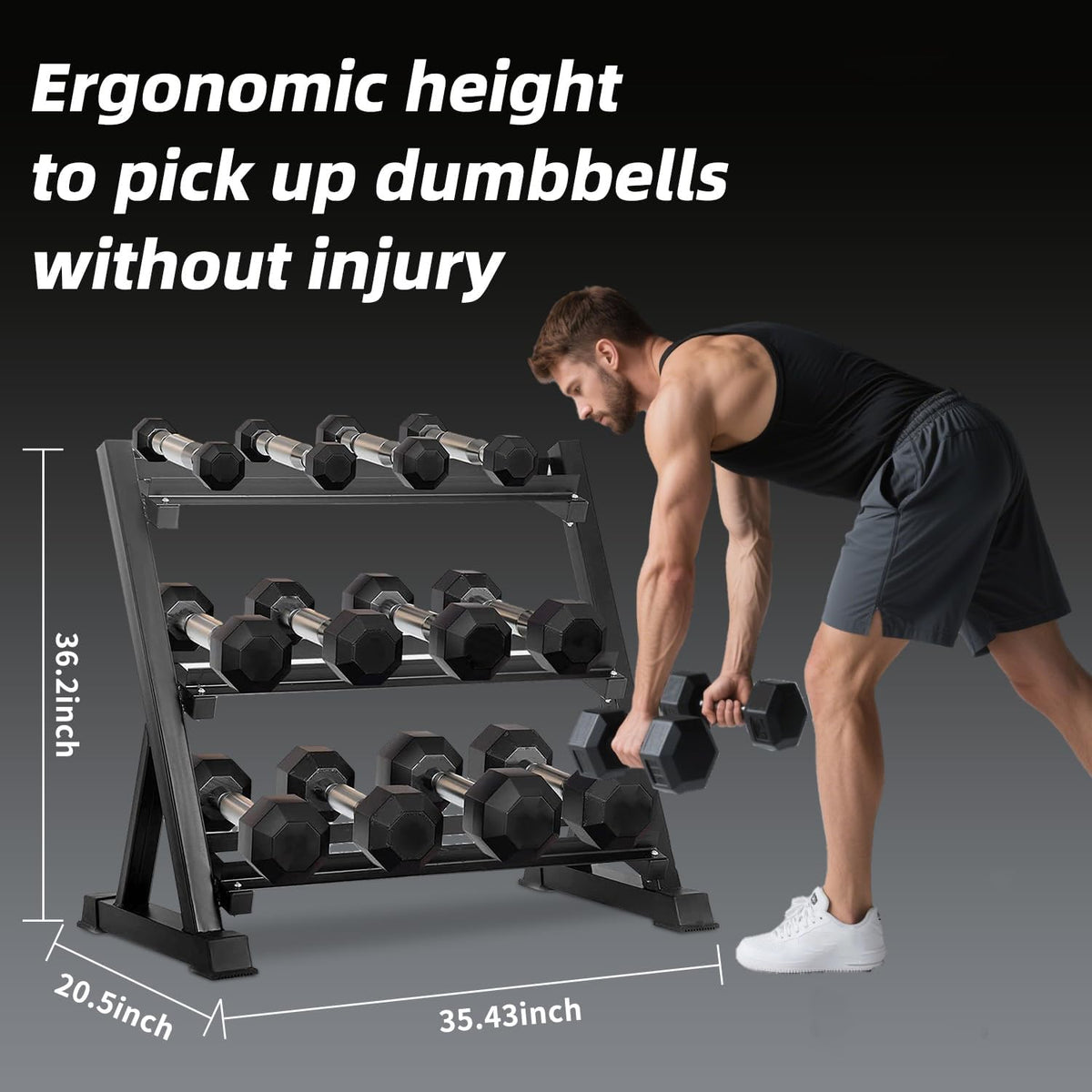 350/450/550 lbs Hex Weight Dumbbell Sets with Rack 5-50 lbs Hand Weights for Strength Training for Home Gyms Men Women Rubber Iron Rubber Coated Exercise & Fitness Muscle