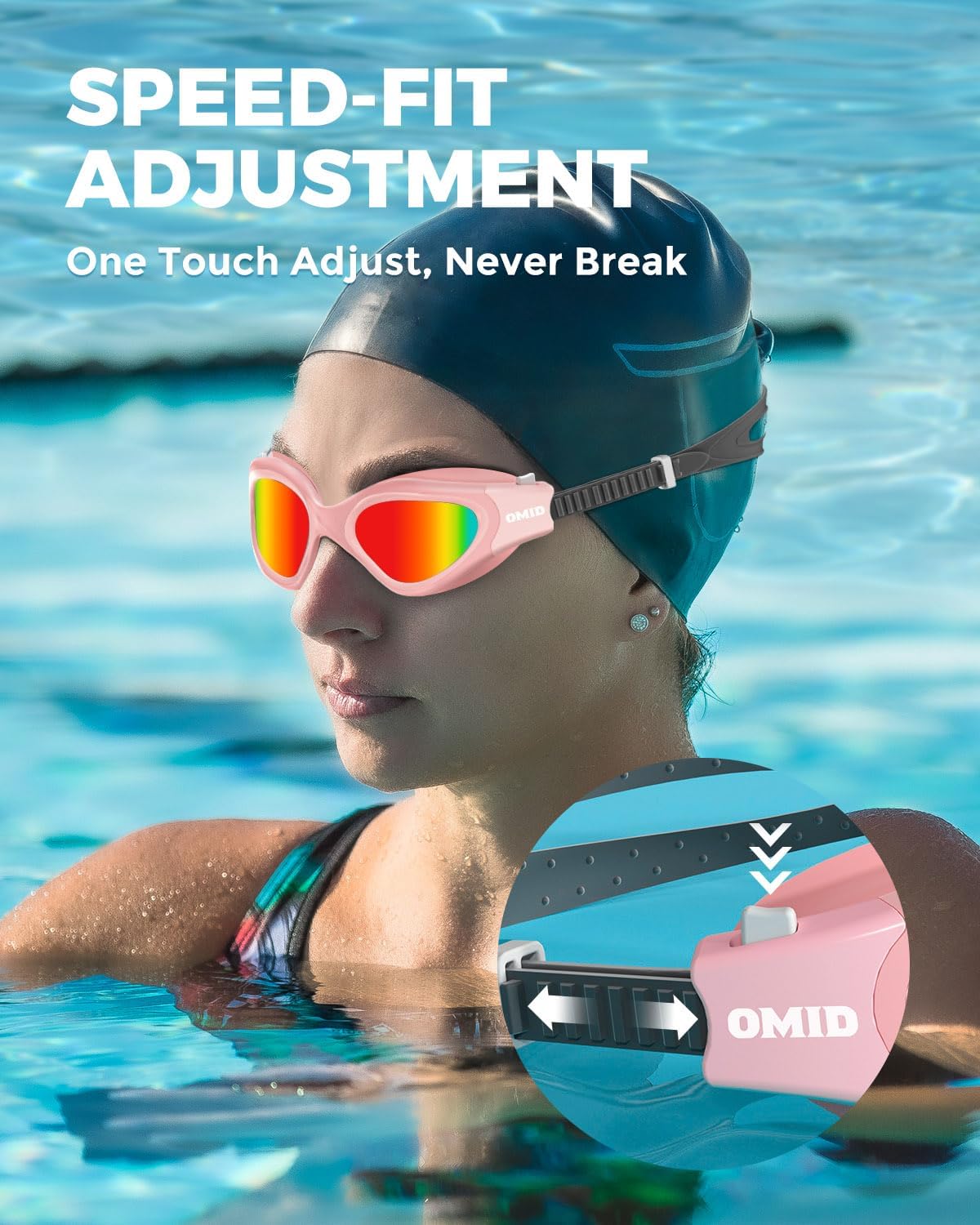 OMID Swim Goggles, P2 Polarized Swimming Goggles for Men Anti-fog Goggles Swimming for Adult Women