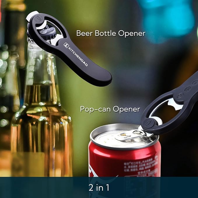 KITCHENDAO 2 in 1 Magnetic Beer Bottle Opener for Fridge and RV with Cap Catcher - Pop Can Soda Can Opener, Stick to Refrigerator for Easy Storage with Magnet, Gift for Men Husband Father
