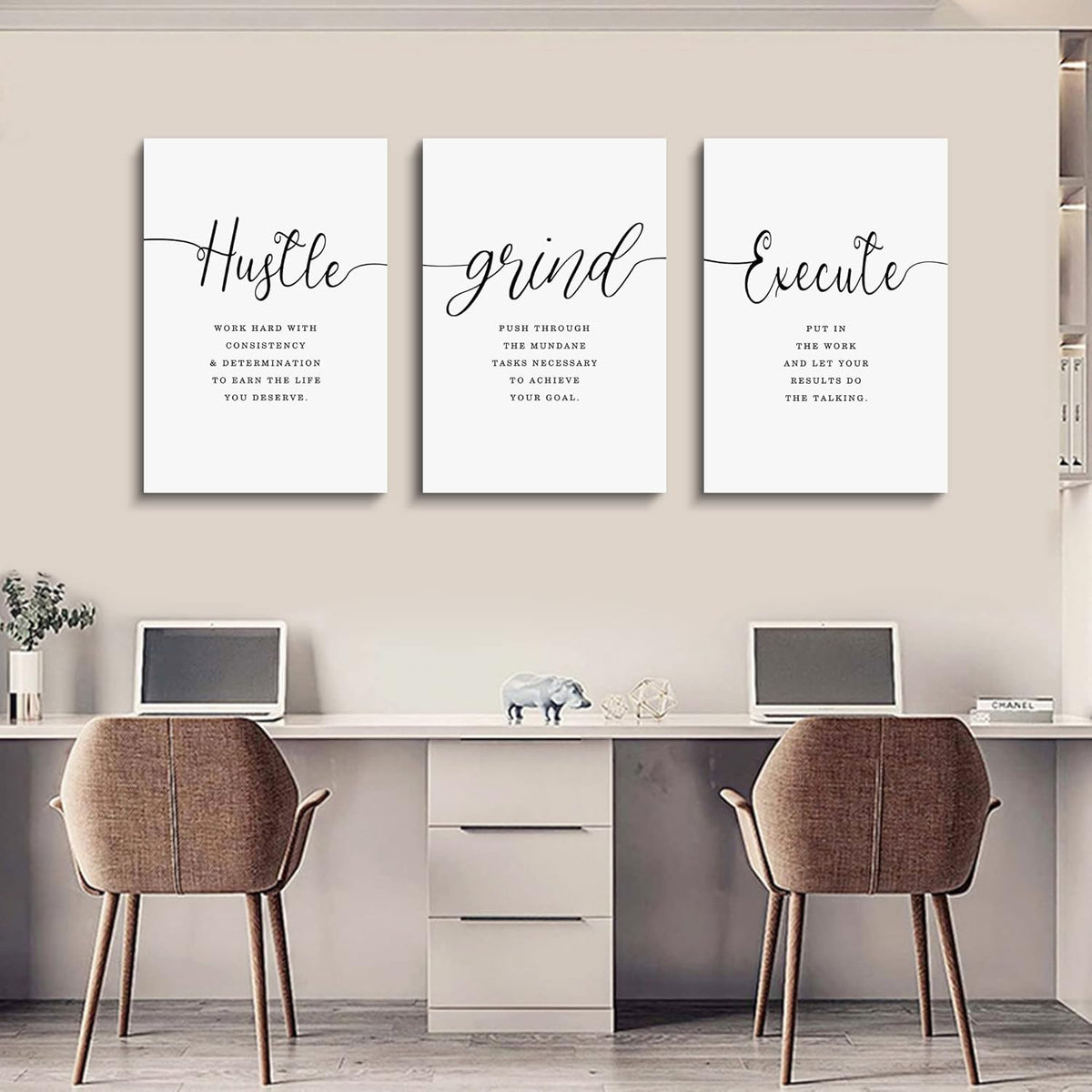 Canvas Grind Quote, Hustle Grind Execute, Inspirational Print, Office Wall Art, Large Poster, Motivational Wall Art, Office Decor Set of 3 Prints (16x24in x 3pcs)