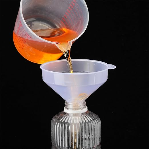 Honeydak 18 Pcs Plastic Funnels 4.7 Inch Wide Mouth Multi-Purpose Funnels with Long Reaching Spout for Filling Bottles Mason Jars Science Lab Use Funnel for Liquid (White)