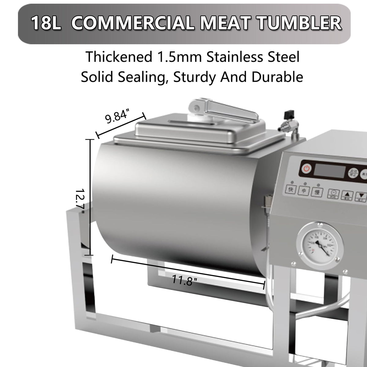Hakka Meat Tumbler Marinator, Vacuum Curing Machine, Rapid Marination Process, 36lb/18 liters