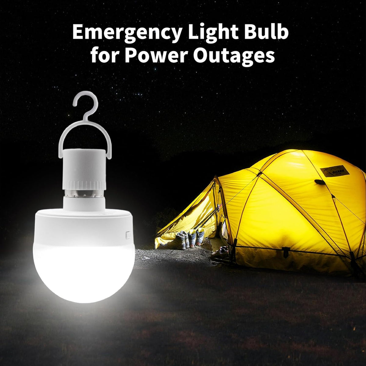 HISTAR Tent Lights for Camping 2000mah, Rechargeable Light Bulbs with Remote, Timer, Dimmable, E26 Battery Operated Light Bulb, 3 Color Temperature, RGB, Magnetic Base
