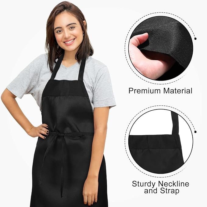 Foaincore Bib Aprons, Unisex Apron No Pocket Bulk Machine Washable Plain Aprons for Women Men Chef Kitchen Drawing