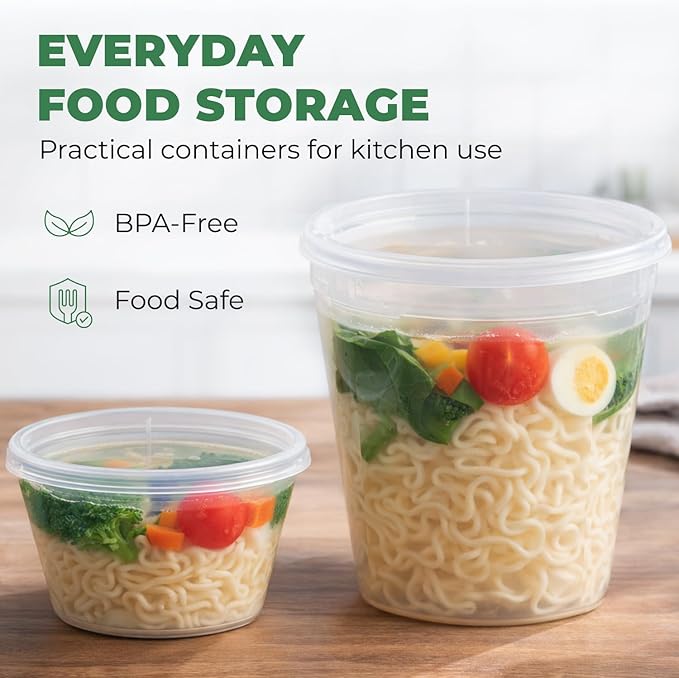 EconoHome Clear Deli Containers with Lids - 240-Pack, 16oz Plastic Containers with Lids for Food Storage, Meal Prep, Leftover, Restaurant Business, Takeout - Fridge, Microwave & Freezer-Safe