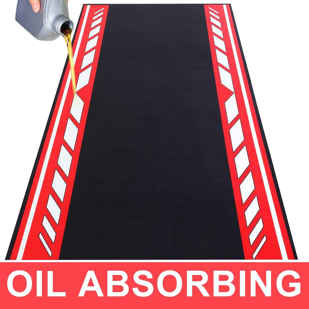 Motorcycle Mat 78 x 31 Inch Garage Floor Rug Washable Parking Mats for Garage Floors Non Slip Oil Absorbent Pad Rubber Backing Layer Protects Floor from Spills Drips Stains(Bright Style)