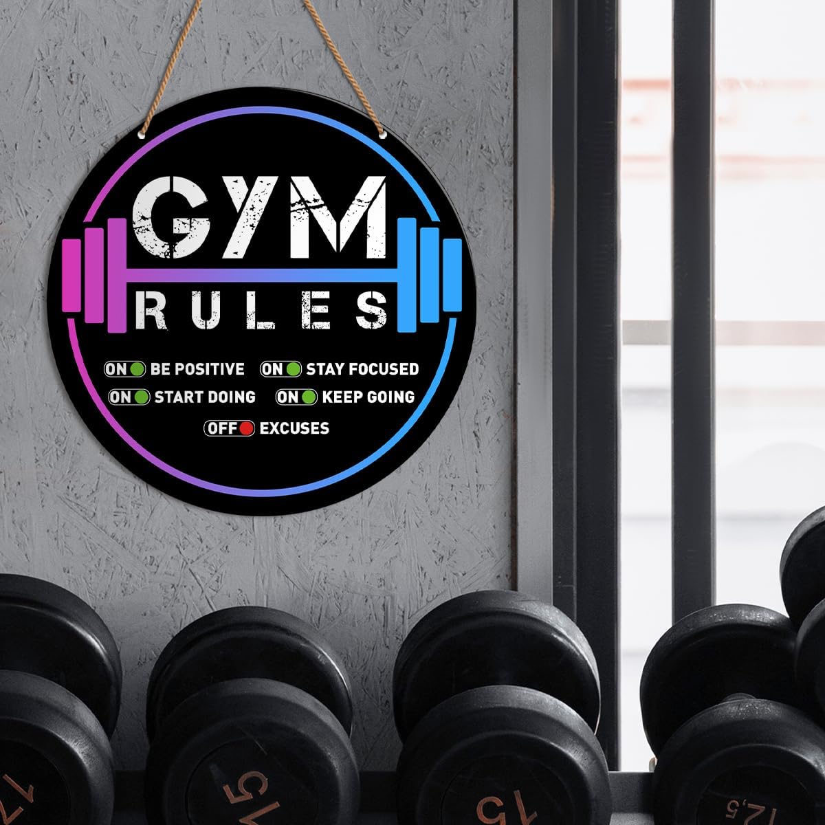 HSNBT Gym Signs Wall Decor, Home Gym Motivational Wall Decor Gym Hanging Signs Decorations for Fitness Workout Room Gift for Woman Man Gym Enthusiast, Gym Rules