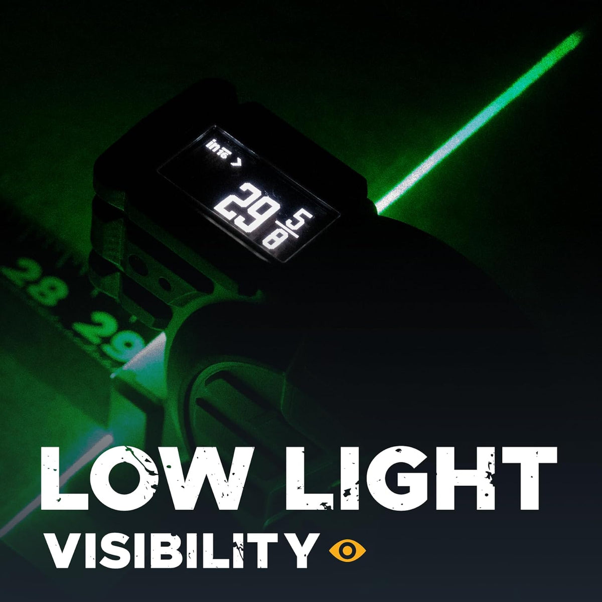 REEKON T1 Tomahawk Digital Tape Measure - Professional Accurate Measuring Tool, Green Laser, E-Paper Measuring List, Measurements Shared Over Bluetooth, Replaceable Blades