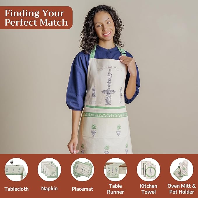 Maison d' Hermine 100% Cotton Apron for women with Pocket Kitchen Chef Apron for Men Cooking Mothers Day Gifts