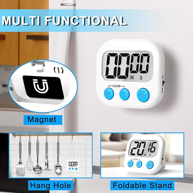 ZILLEEN Classroom Timer for Kids Teachers Digital Timers, Black White 6 Pack